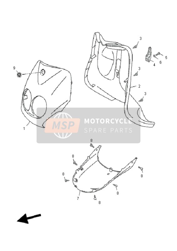 Yamaha YN50R NEOS 2011 Bouclier de jambe pour un 2011 Yamaha YN50R NEOS